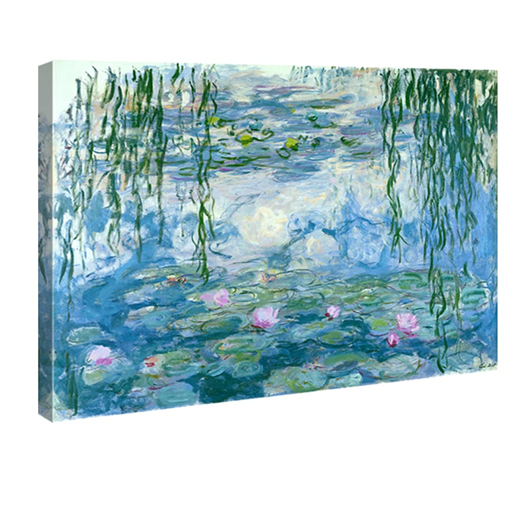 Wieco Art Water Lilies by Claude Monet Oil Paintings Flowers Reproduction Extra Large Modern Gallery Wrapped Giclee Canvas Prints Artwork on Canvas