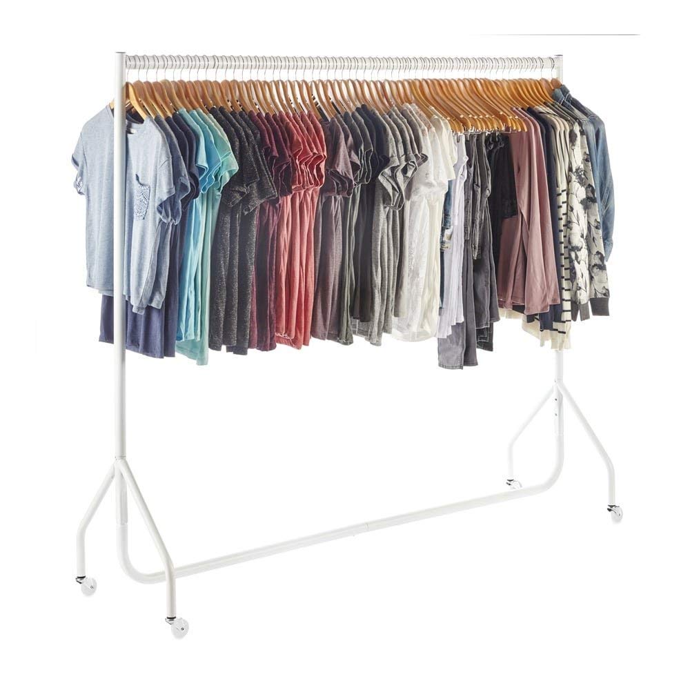 The Shopfitting Shop Heavy Duty White Clothes Rail 6ft Long x 5ft High Garment Storage Rack 32mm Steel Tube White