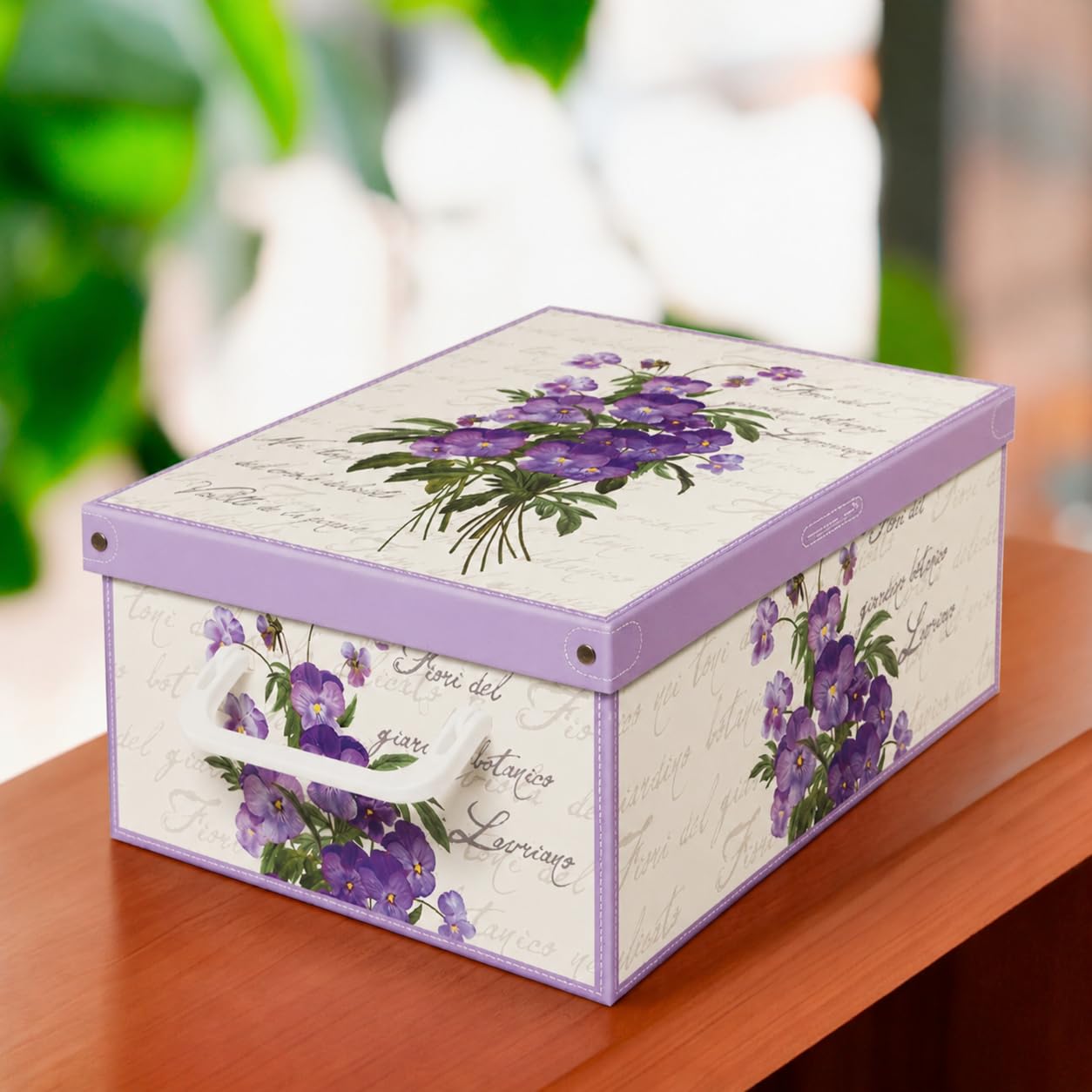 Lavatelli Set of 4 Cardboard Storage Boxes with Lid Violets 25x35x17.5cm