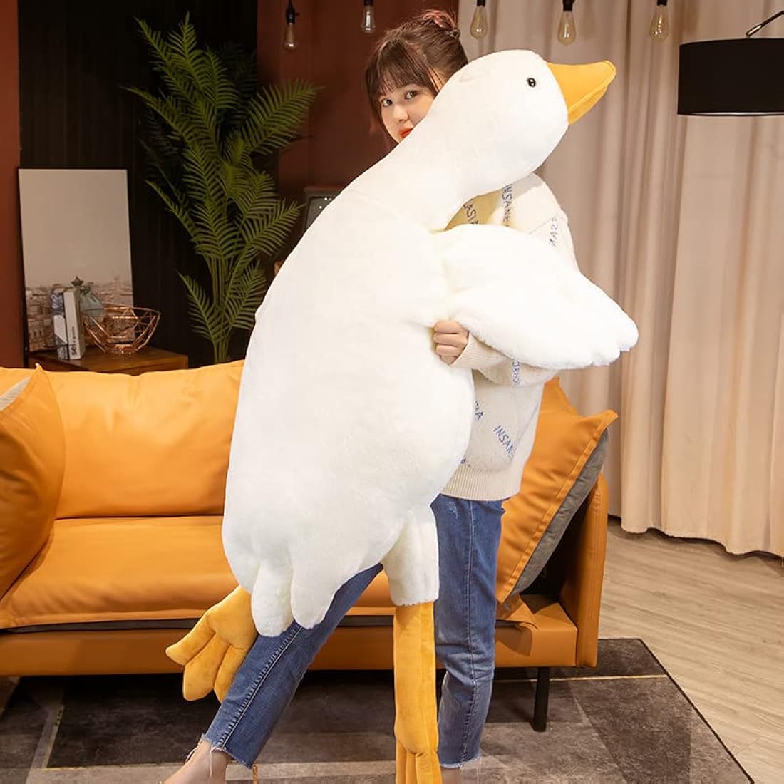 50-160CM Huge Goose Plush Toys Big Duck Doll Soft Stuffed Animal Sleeping Pillow Cushion for Kids and Girls (90CM)