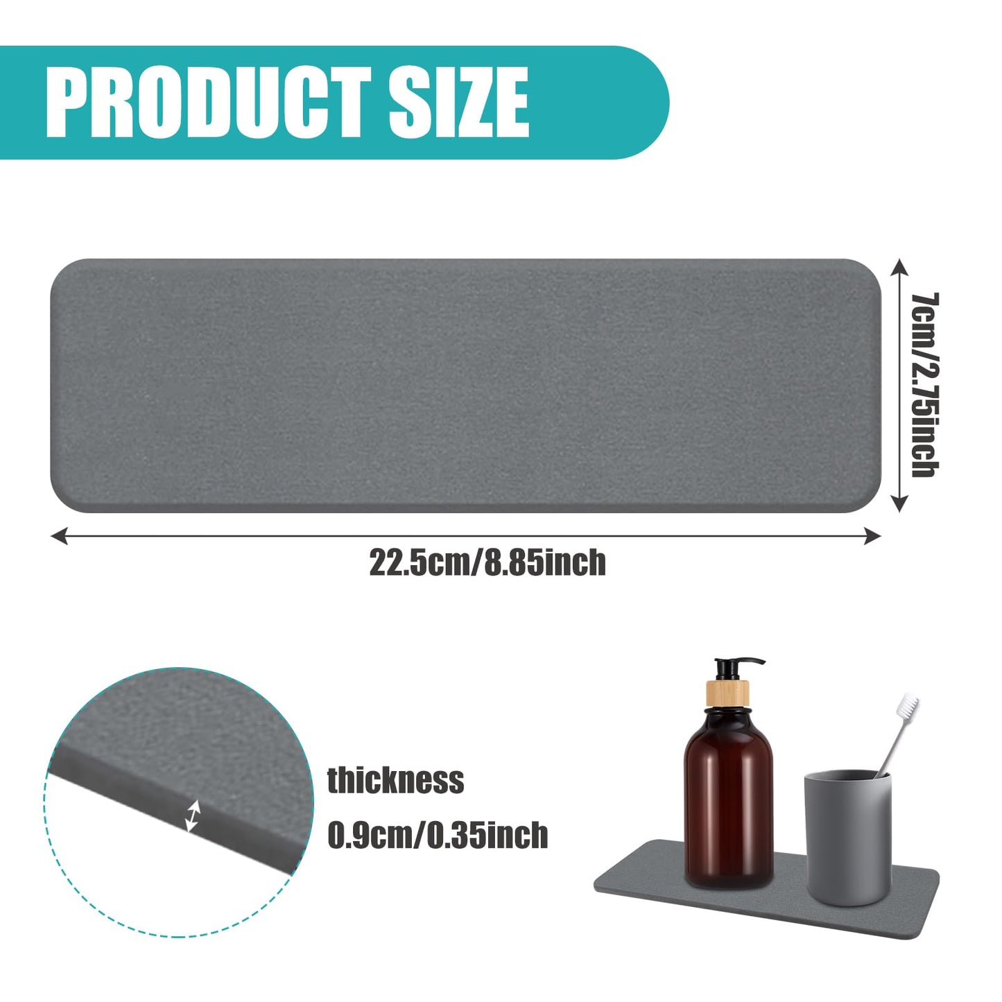 Azushwer 2pcs Stone Drying Mat, Water Absorbent Stone for Sink, Fast Drying Diatomite Soap Dish Mat, Stone Soap Dish for Modern Home Bathroom