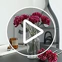 Rikyo 11 Inch Bouquets 10 Stem Rose Red Carnations,Outdoor UV Resistant No Fade Artificial Flower,Mini Carnation Silk Petals Fake Flowers Forever Plants for Photo Props Home Party and Wedding Decor