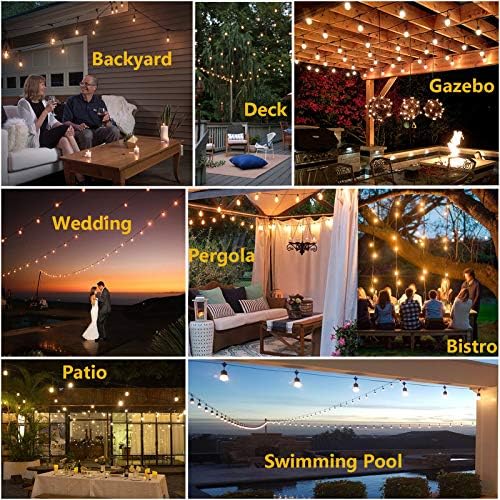 Meidaoduo Outdoor String Lights LED Mains, 30 Meters Festoon Garden String Lights 30 E27 Waterproof Sockets, 32pcs LED Shatterproof Patio Garden Party Wedding Backyard