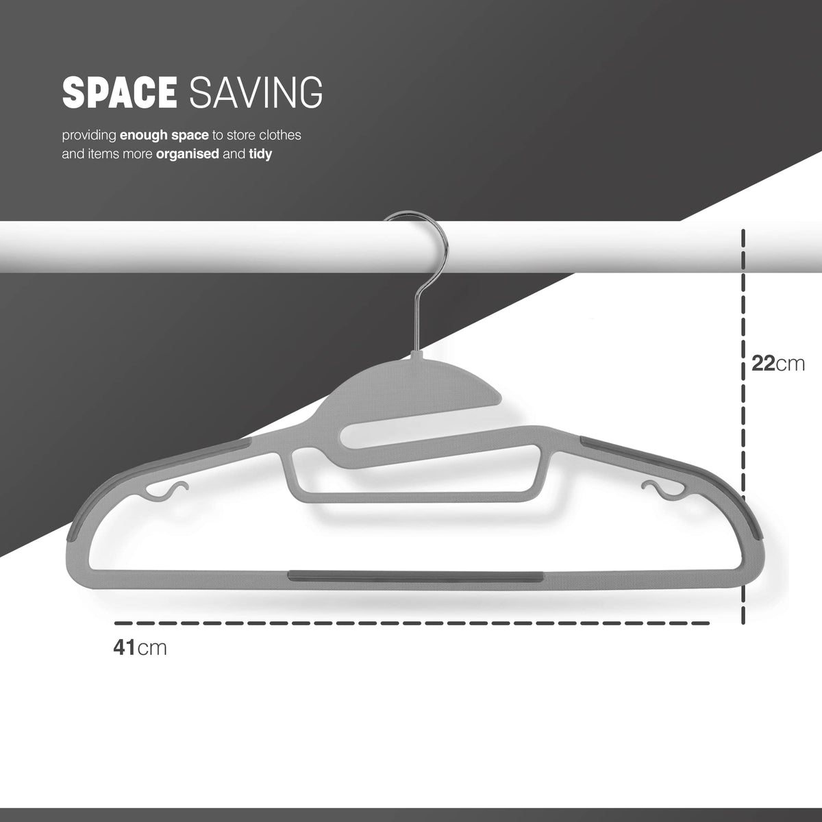KEPLIN 30-Pack Non-Slip Hangers – Durable, Slimline Design for Space Saving with 360° Swivel, Tie Organiser, Strap Hooks, and S-Shape Opening