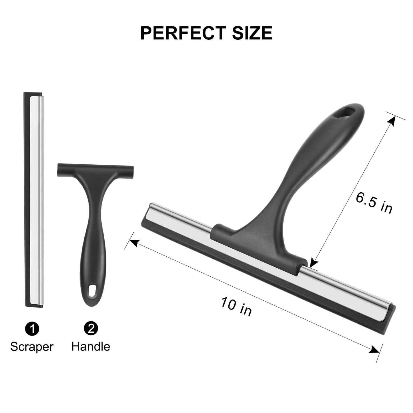 SetSail Shower Squeegee for Glass Doors, 25cm, Silver-black
