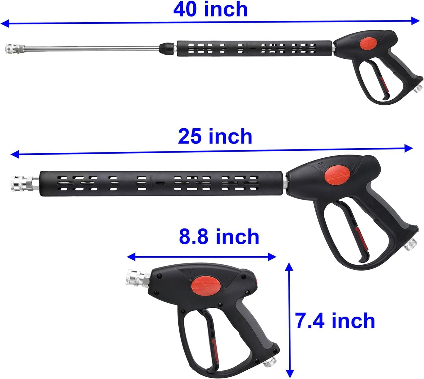 M Mingle Replacement Pressure Washer Gun with Extension Wand, M22 15mm or M22 14mm Fitting, 5 Nozzle Tips, 40 Inch, 4000 PSI