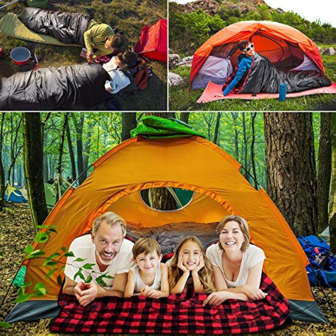 Double Cotton Flannel Sleeping Bag for Camping, Hiking, or Hiking. Queen 2 Cold Weather Waterproof Sleeping Bag for Adults or Teenagers.