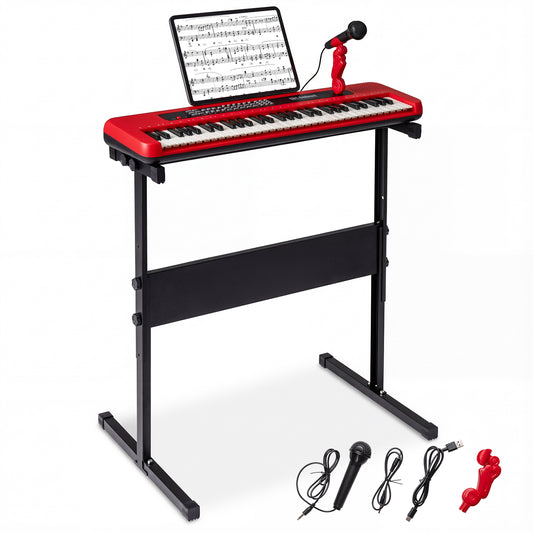 61 Keys Kids Piano Keyboard with Adjustable Stand for Aged 3+ Years Old-Black
