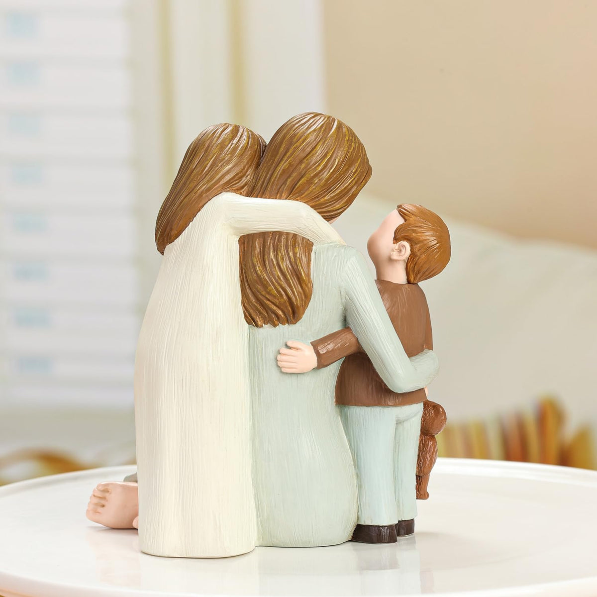 Carracci Mother and Kids Figurines, Sculpted Hand-Painted Mom and Two Children Statues, Mother Son Daughter Figures Gifts for Mothers Day Anniversary