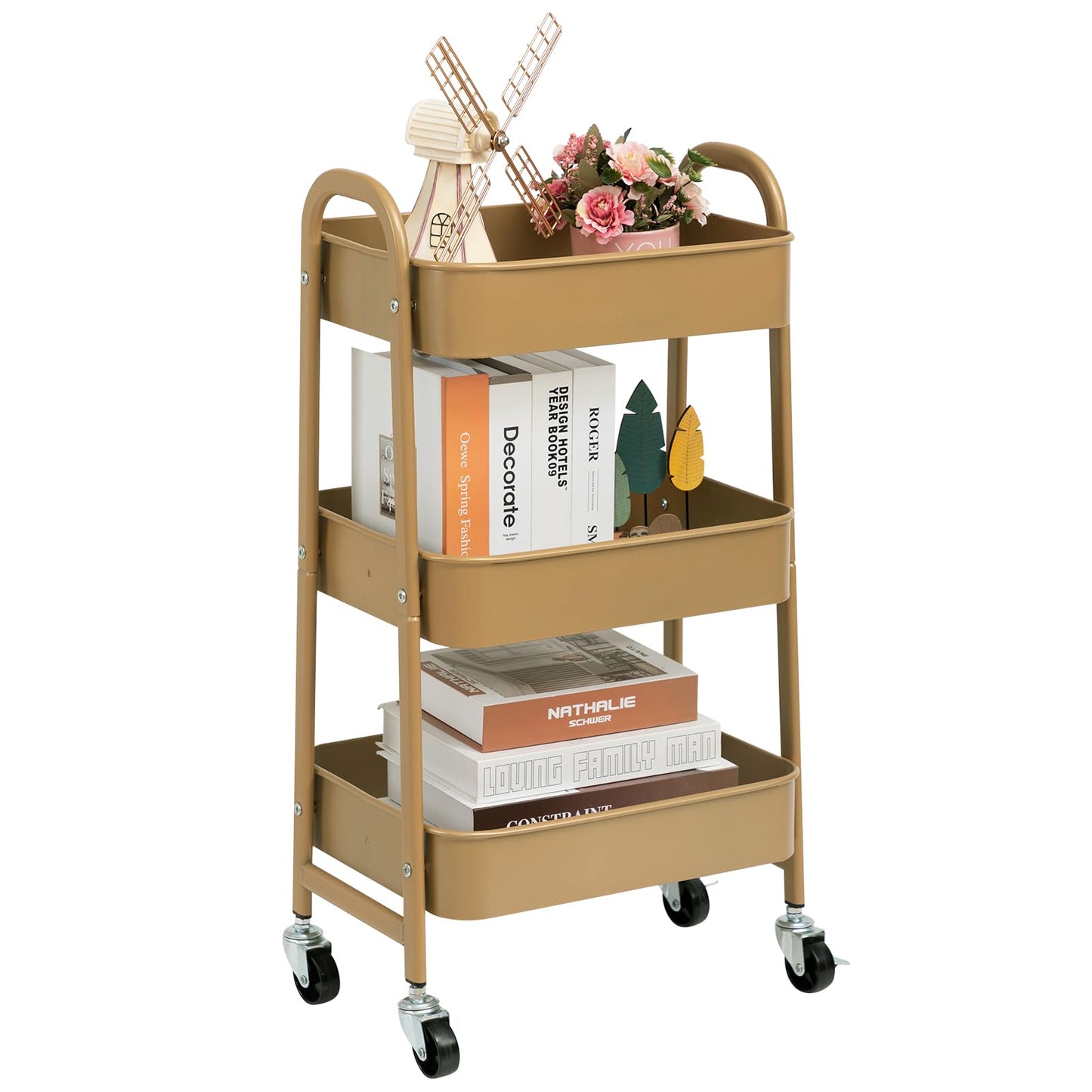 DOEWORKS Storage Trolley on Wheels Kitchen Trolley Metal Craft Trolleys