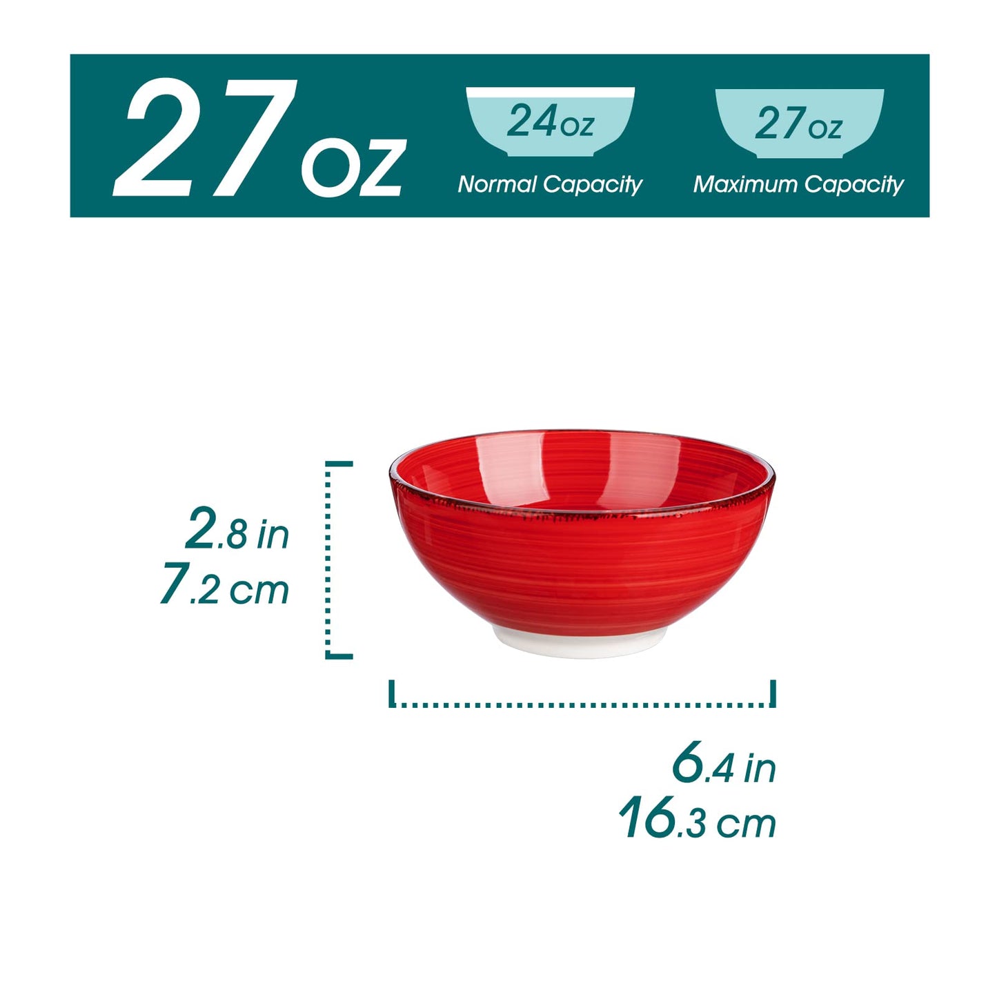 vancasso Bonita Cereal Bowls Set of 6, 27 Oz Ceramic Soup Bowls, Serving Bowls for Salad, Noodle, Porridge, Rice, Dishwasher & Microwave Safe, Warm