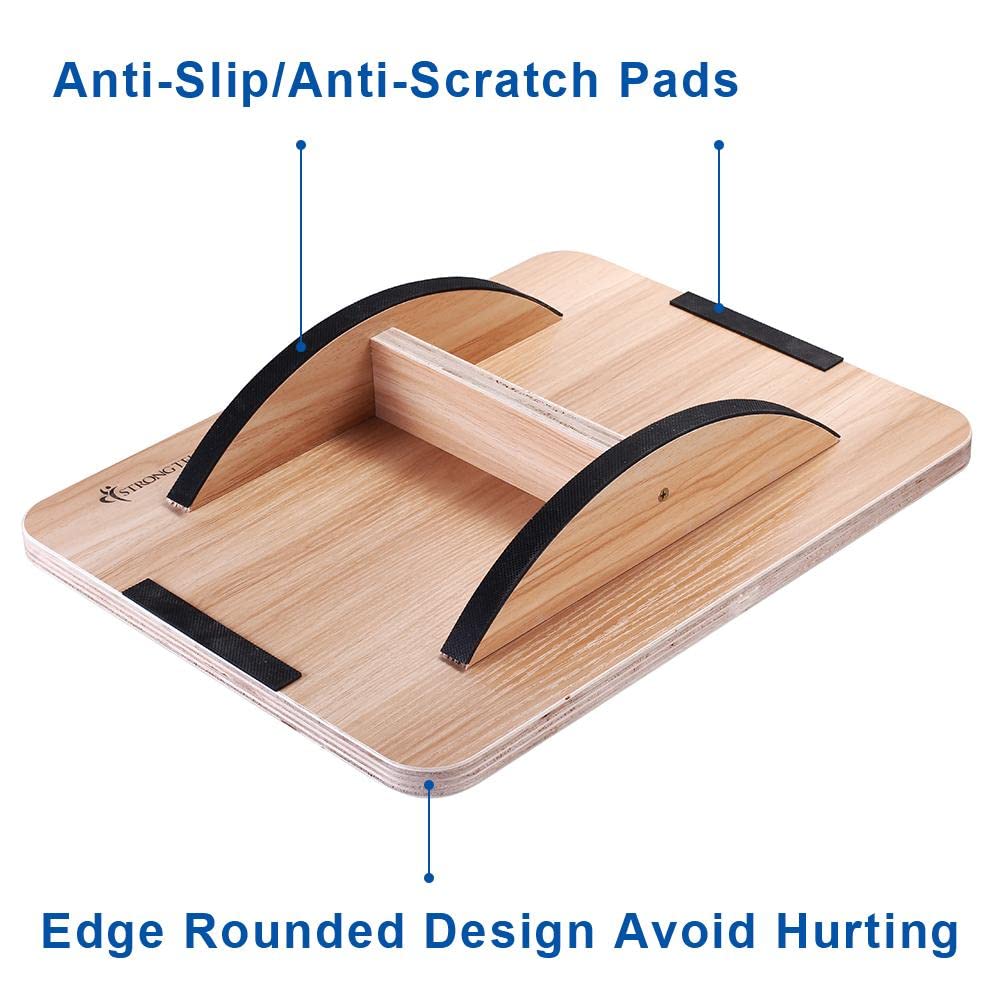 StrongTek Professional Wooden Balance Board, Rocker Board, Wood Standing Desk Accessory, Balancing Board for Under Desk, Anti Slip Roller, Core