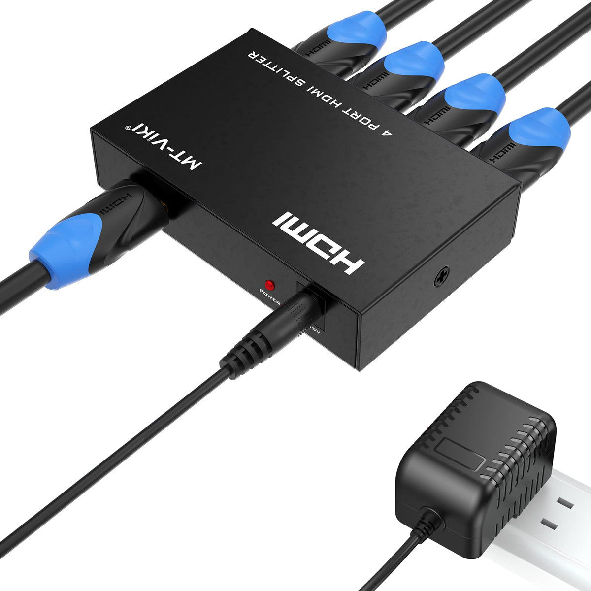 4K HDMI Splitter 1 in 4 out, 1 to 4 MT-VIKI 4 Way Distributor HDMI1x4 For 4 Monitor HDTV CCTV 3D Supports EDID HDCP + UK Power Supply
