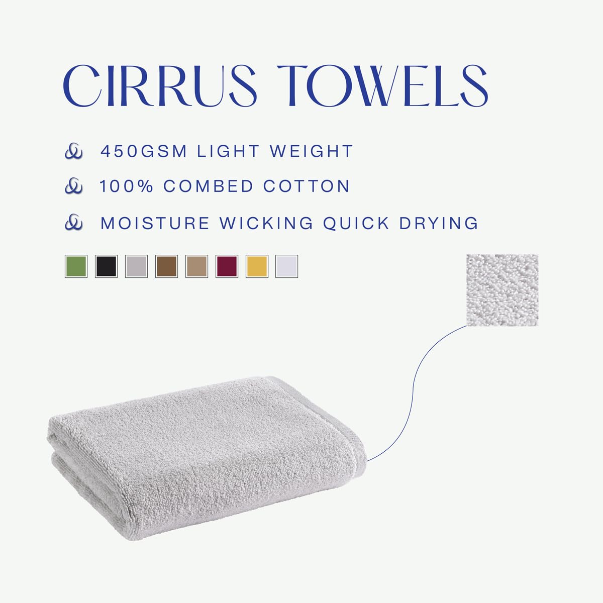 Christy Cirrus Quick Dry Towel Set | 4 Pieces | 2 Hand 2 Bath | Super Soft and Fluffy | Lightweight Bathroom Shower Towels | 100% Cotton | Cloud Grey