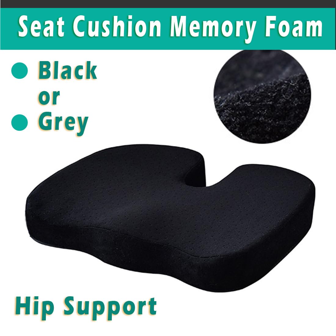SAIF Seat Cushion, Hip Support, Heat Sensitive & Durable Memory Foam Sitting zipper Desk Chair Cushion for Office