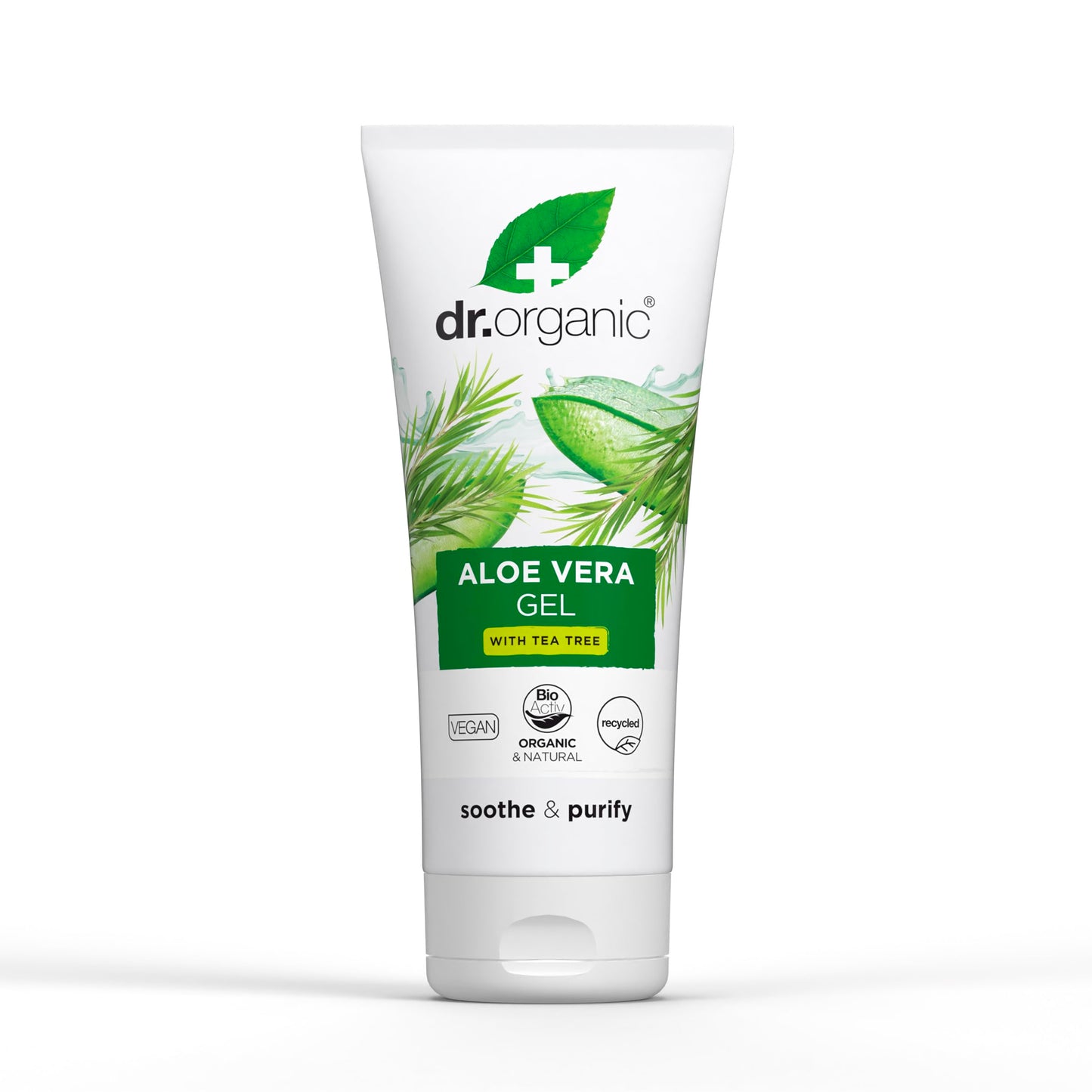 Dr Organic Aloe Vera Gel with Tea Tree, Purifying, All Skin Types, Natural, Vegan, Cruelty-Free, Paraben & SLS-Free, Recycled & Recyclable, Organic,