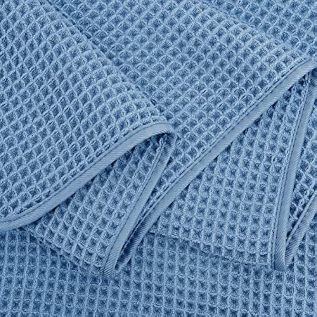 POLYTE Microfibre Quick Dry Lint Free Bath Sheet, 89 x 178 cm, Set of 2 (Blue, Waffle Weave)