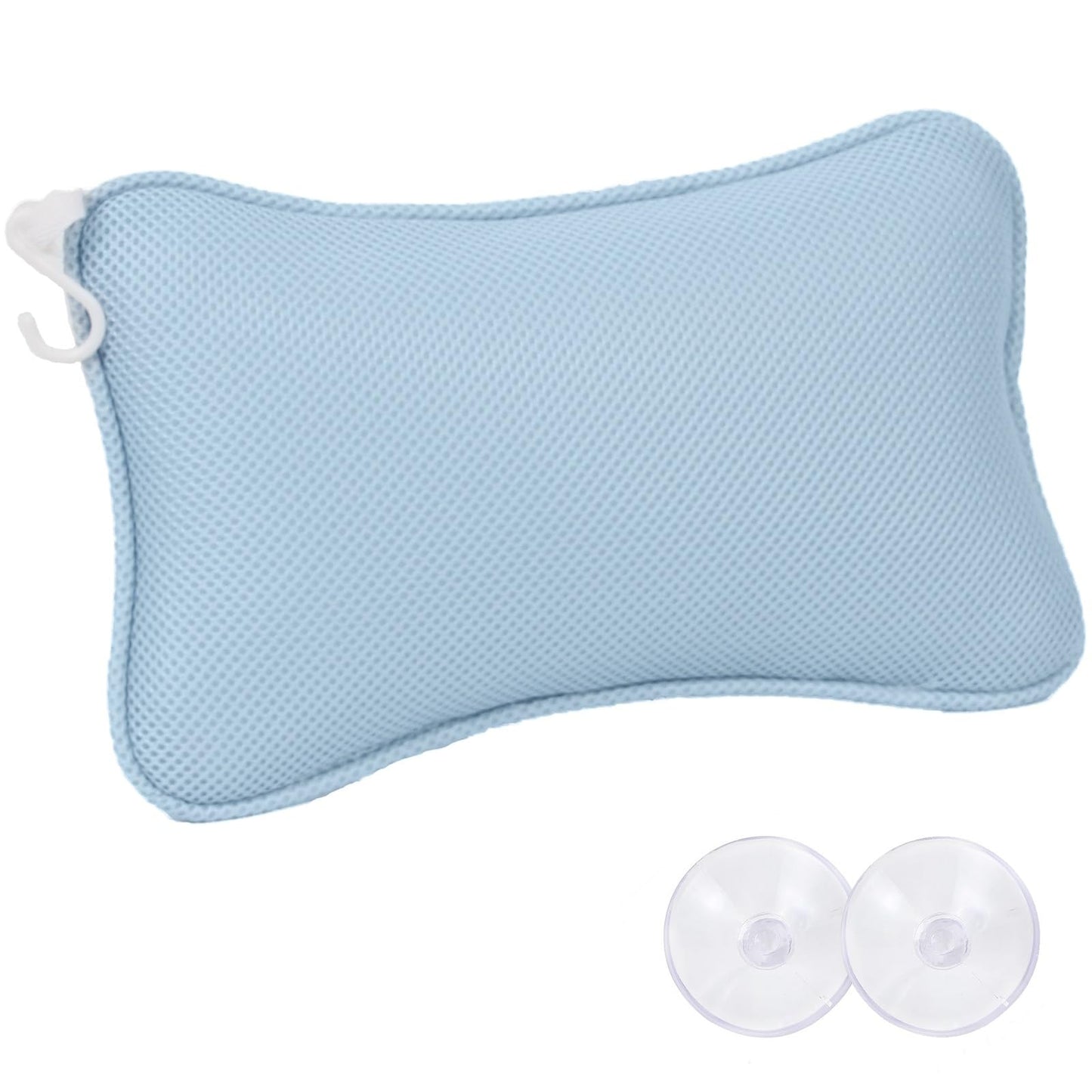 Bath Pillow with 2 Anti-Slip Suction Cups & 1 Hook, Bone Shaped Bathtub Small Pillows, Tub Back Rest Cushion, Bathroom Bathing Headrest for Support