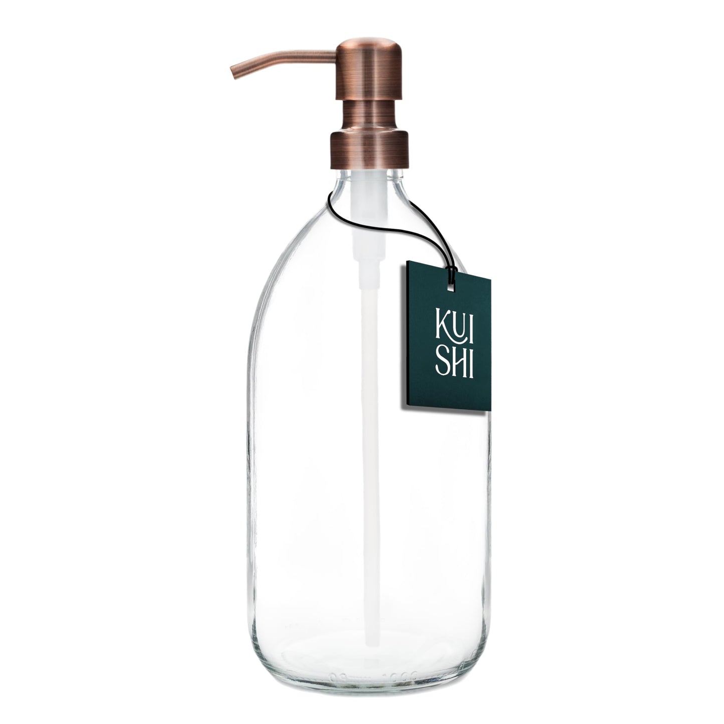 Kuishi Glass Soap Dispenser [1000ml, Bronze Pump] Refillable Amber Glass Bottle with Stainless Steel Pump, Eco-Friendly (BPA-Free)