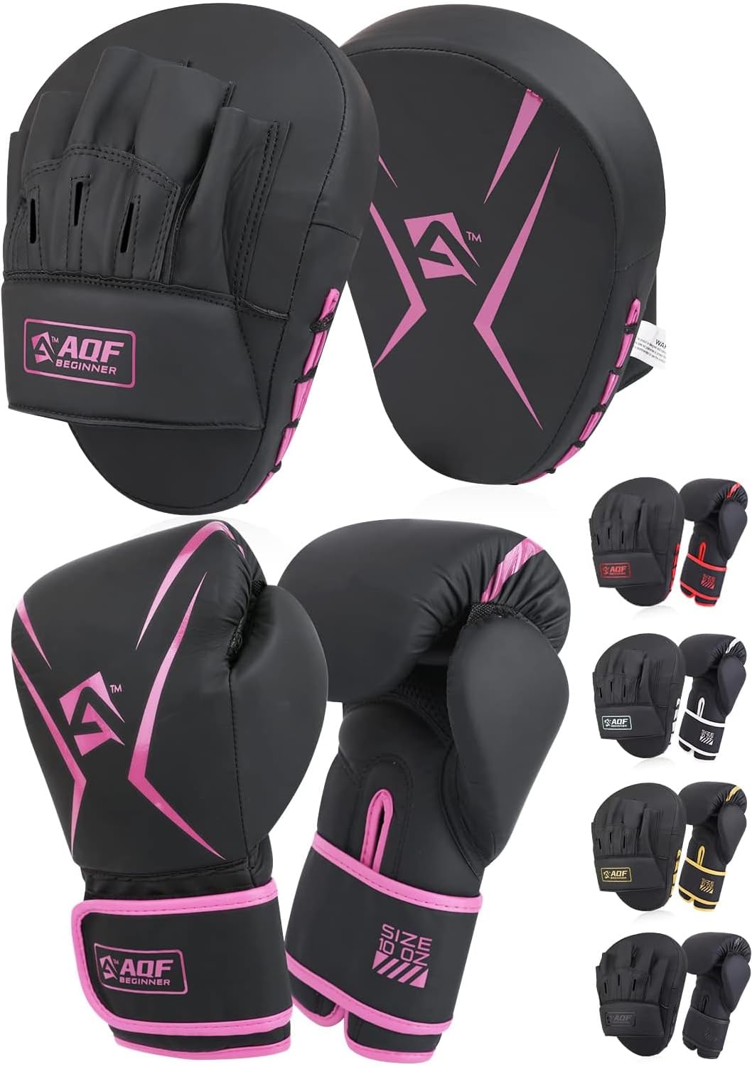 AQF Kids Boxing Gloves and Pads Set - Junior Boxing Set for Kickboxing & MMA, Muay Thai Punching Glove with Curved Pads for Martial Arts Training