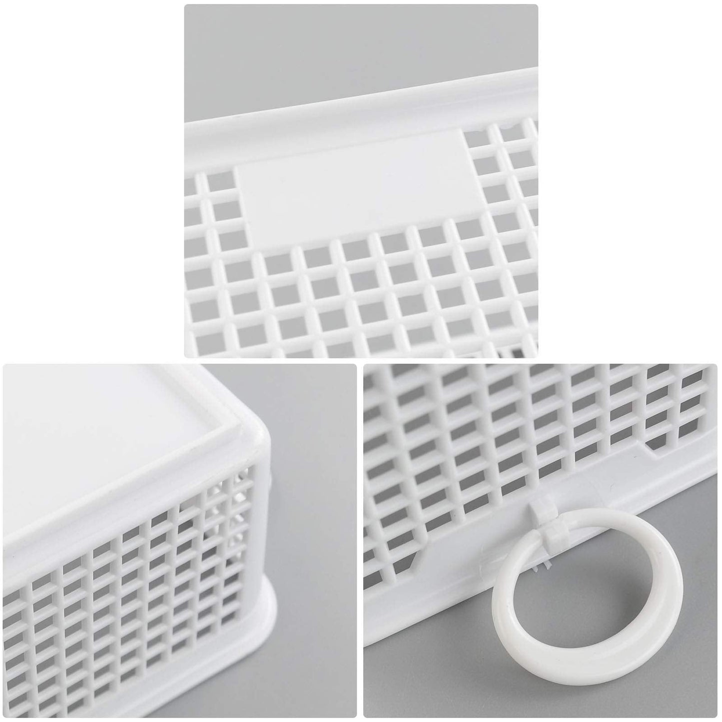 Cadineer 6 Packs Mini Storage Basket with Handles, Plastic Home Baskets, White, F
