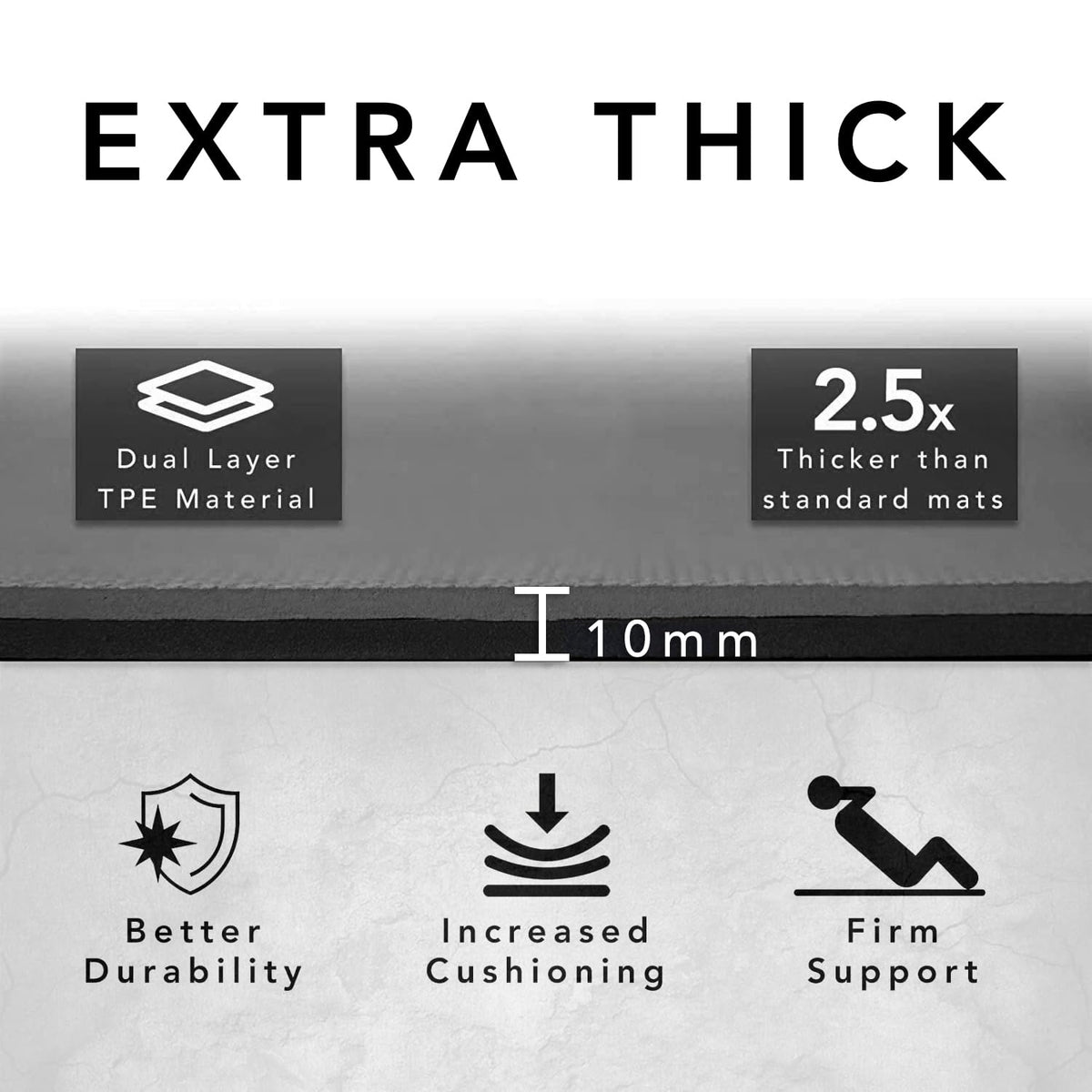 Large Exercise Mat  Extra Wide & Extra Thick Yoga Mat (183cm x 80cm x 10mm), TPE Fitness Mat with Free Carry Straps, Perfect for HiiT Home Workouts &