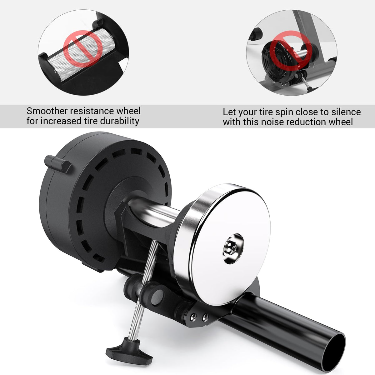 Sportneer Turbo Trainer, Bike Trainer Stand Steel Bicycle Exercise Magnetic Stand with Noise Reduction Wheel for Indoor Trainer