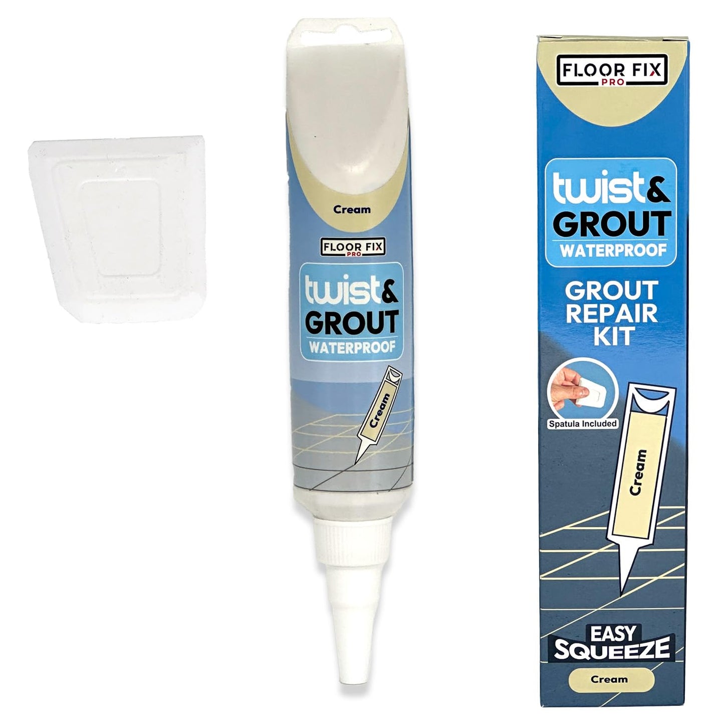 Floor-Fix Pro - Twist & Grout Repair Kit - Premixed & Waterproof Fast Tile Grout Reviver - Bathroom, Shower, Kitchen (Cream)