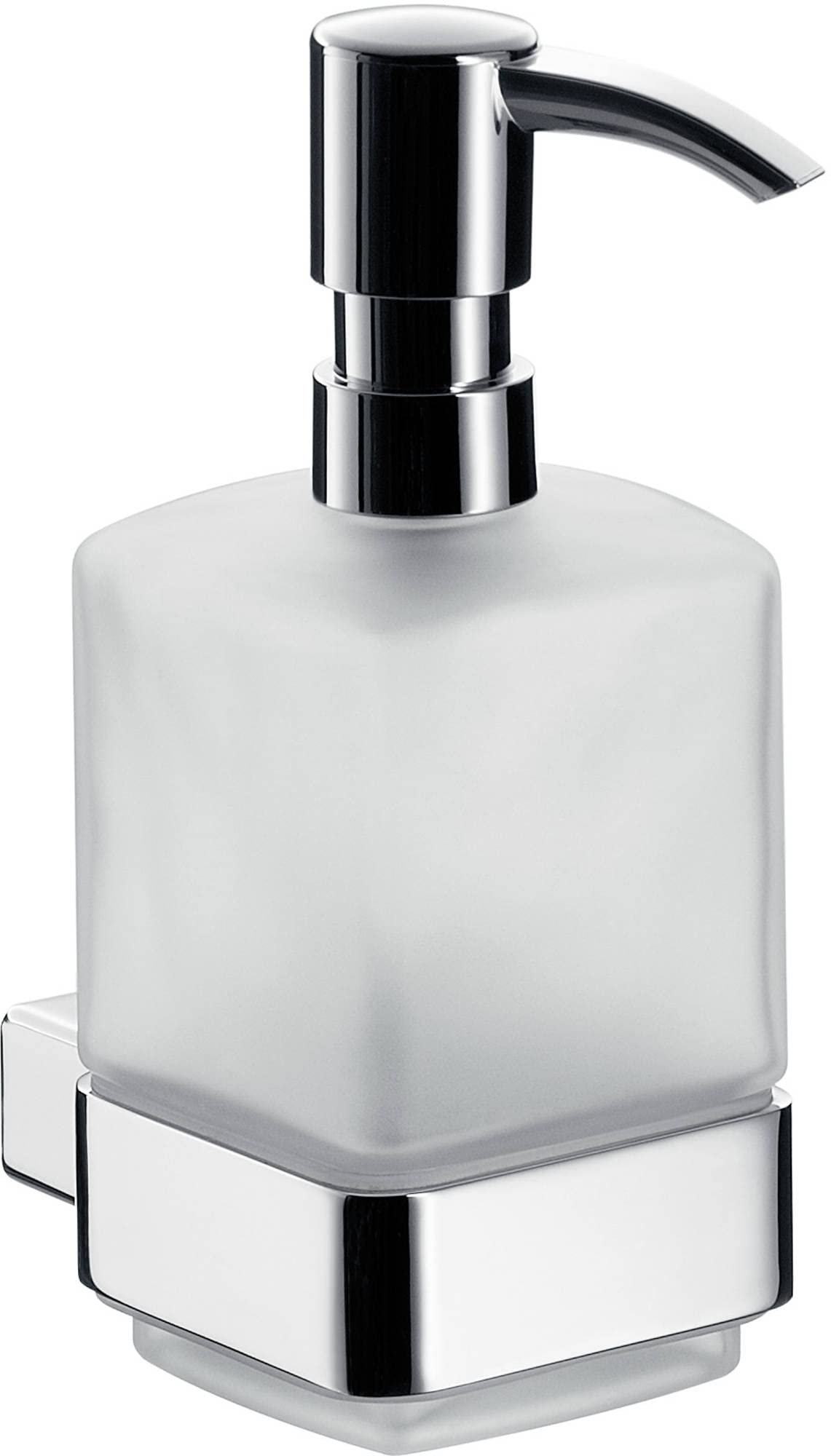 EMCO loft wall-mounted soap dispenser, elegant and compact wall soap dispenser made of aluminium and crystal glass, pump dispenser, chrome-coloured