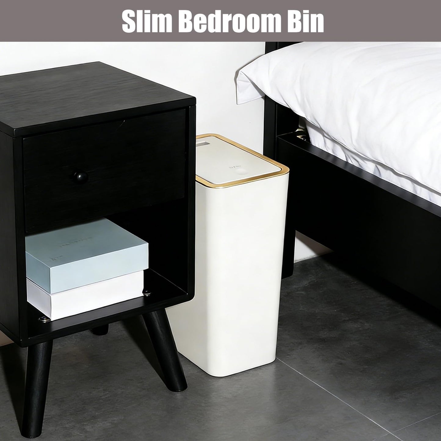 Stowetry 2 Pack 9L Bedroom Bin,Plastic Bathroom Bin with Lid