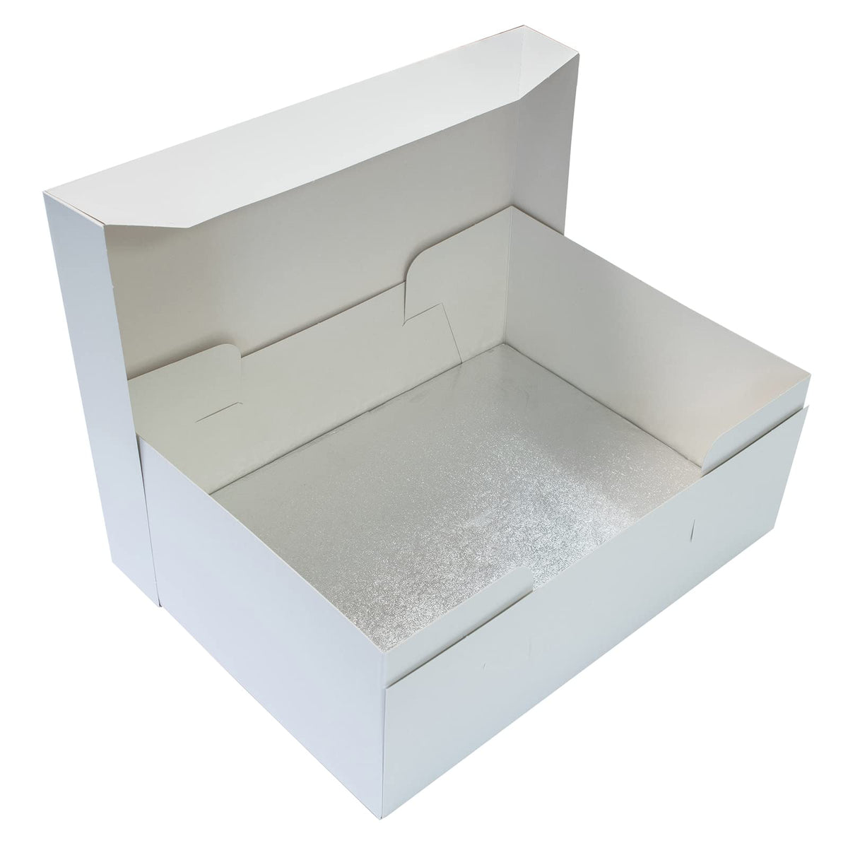 Culpitt 18" x 14" (457 x 355mm) Cake Board & White Cake Box Combo, Oblong Silver Fern Cake Drum With Matching Box, 0.5'' (13mm) Thick, Rectangular
