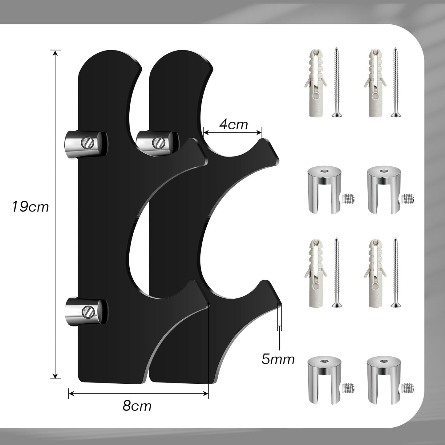 TOPNEW Lightsaber Stand/ Holder Wall Mount, Acrylic Wall Display Rack Suitable for Swords, Light Saber(Black)