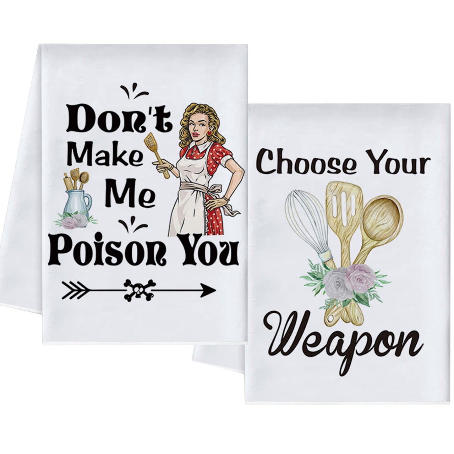 Vspek Kitchen Towels Set of 2, Funny Kitchen Absorbent Dish Hand Towels Tea Towels, Gifts for Mom from Daughter & Son