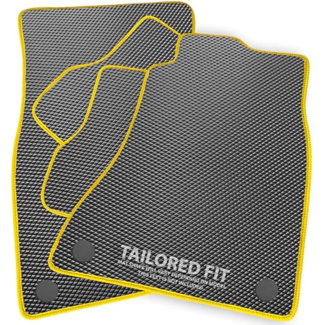 Rubber Car Mats FOR Ford Fiesta MK8 2017+ Luxury Diamond Rubber - Yellow Ribbed Trim [DIAMRUB-2184]