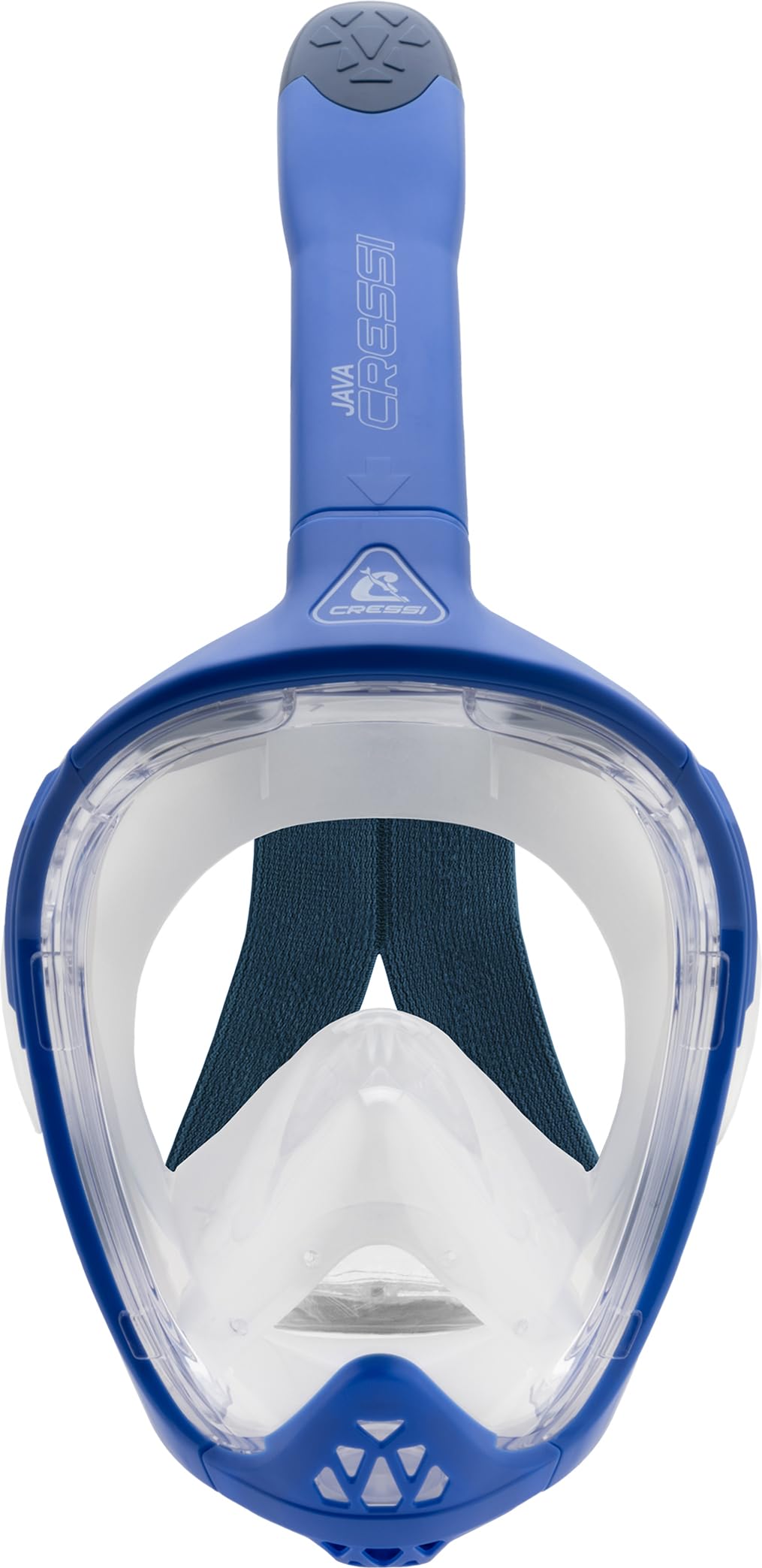CRESSI Java Full Face Mask Blue/Blue Navy L/XL-Unisex Full Face Snorkel Mask, Ultra Clear Anti Fog Lens, 100% Silicone, Snorkel Dry with Safety