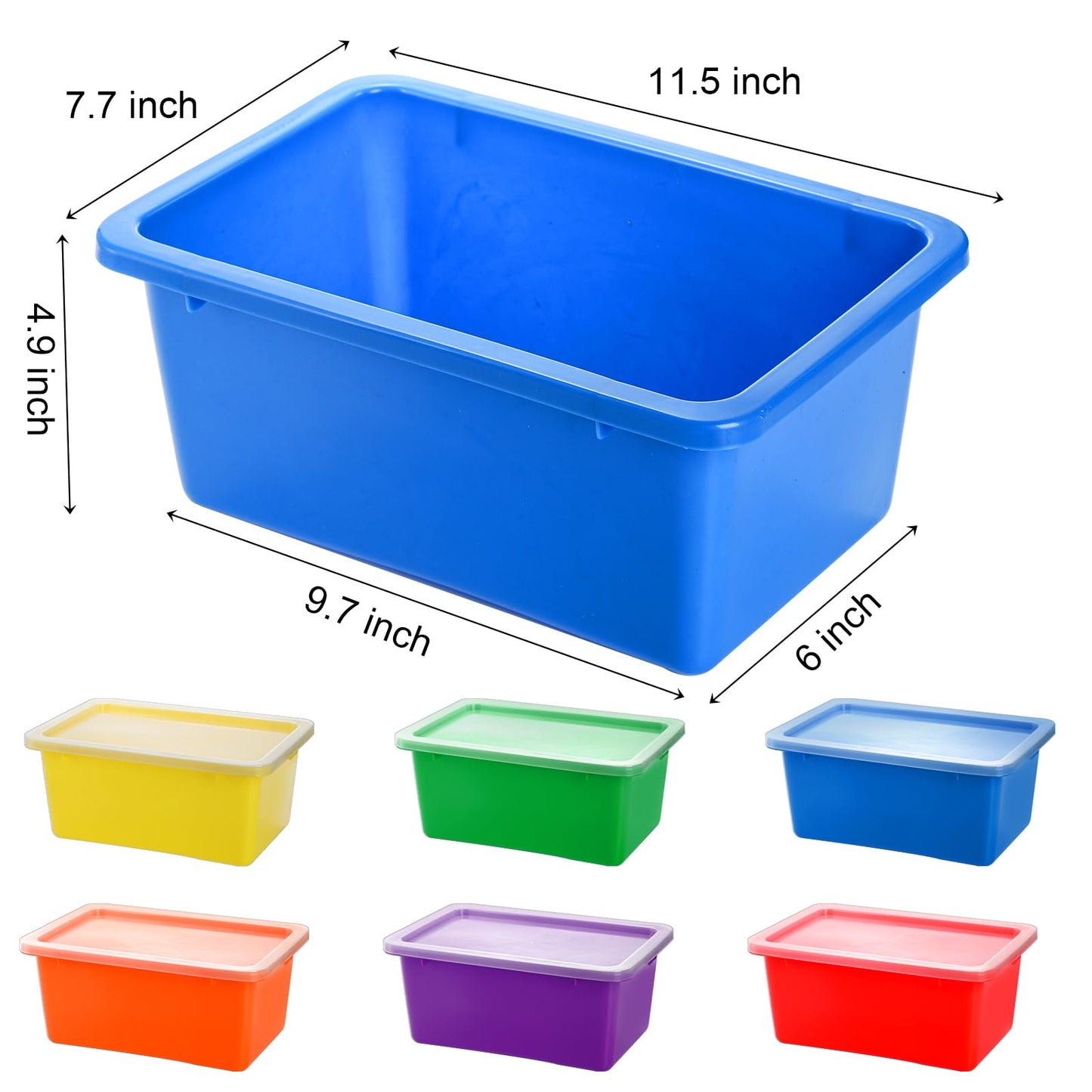 Nicunom 6 Pack Small Cubby Bins Storage Bins with Lids, Plastic Storage Bins Colorful Storage Containers