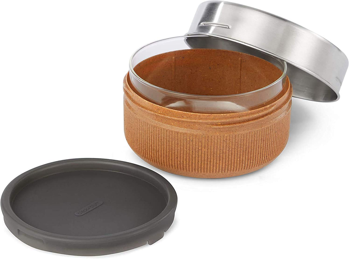Black+Blum GR-LB-L014 Pot Glass Bowl | Leak-Proof Oven Safe Meal Prep Lunch Box Food Container, Stainless Steel, Polypropylene with Wood Fibre and