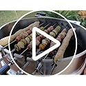 onlyfire BRK-6072 Rotisserie Kebab Skewer BBQ Kit Stainless Steel with Electric Battery Motor Fits Weber 57CM Charcoal Kettle Grill
