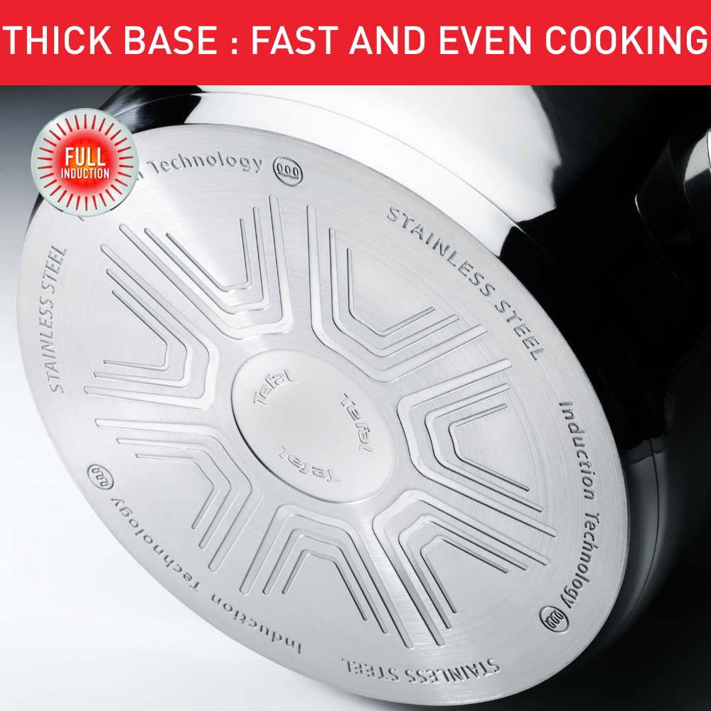 Tefal Comfort Max 30cm Stainless Steel Frying Pan  Durable Non-Stick Pan with Thermo-Spot Heat Indicator, Induction Compatible Base, Comfortable Grip