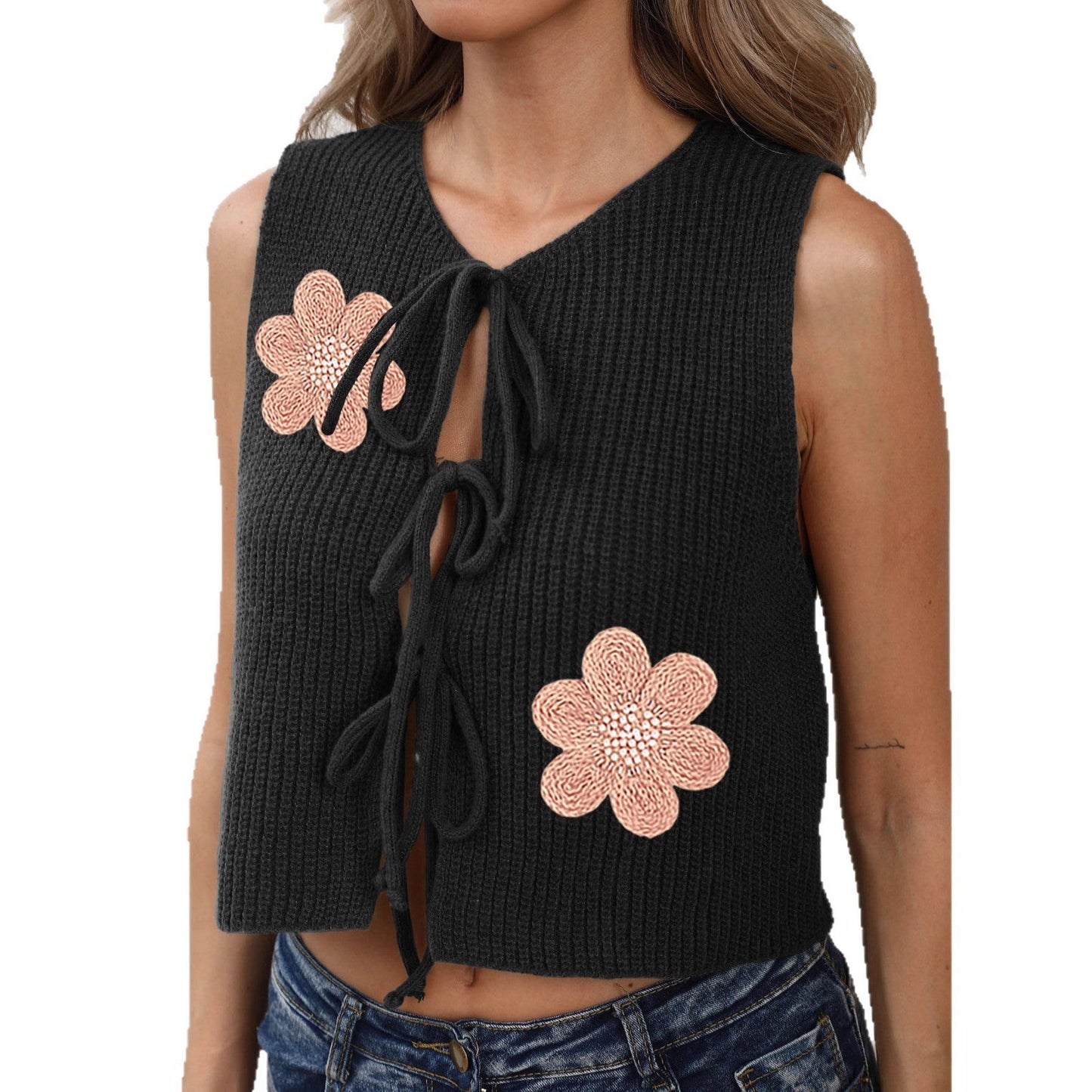 Ladies' Vest Small Coat Lace-up Bow Lace-up Cardigan