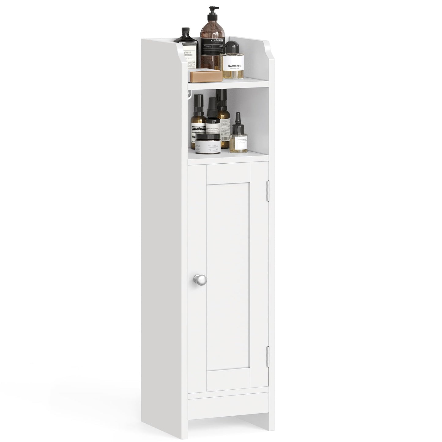 VASAGLE Slim Bathroom Floor Storage Cabinet with Door and Shelves, Freestanding Bathroom Storage Unit, Narrow Bathroom Toilet Paper Storage Cabinet,
