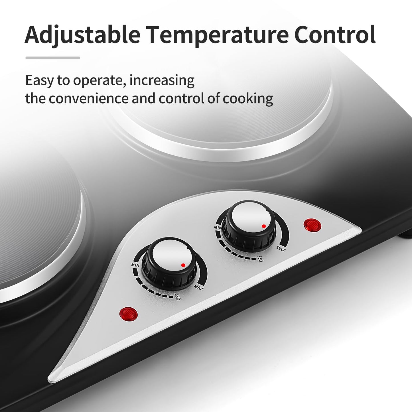 CUSIMAX Electric Hobs, 2500W Electric Hot Plates for Cooking Portable Hob, Cooktop Table Top Hob with 2 Cast Iron Double Hot Plate Electric Burner