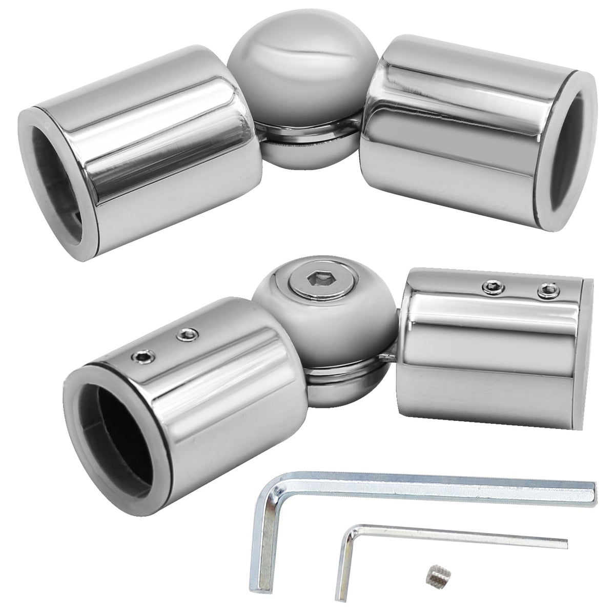 Hoypeyfiy 2Pcs 25mm Stainless Steel Curtain Rod Hinged Elbow Connectors,Curtain Pole Joint Connector Window Curtain Rod Corner From 90 Degrees to 180