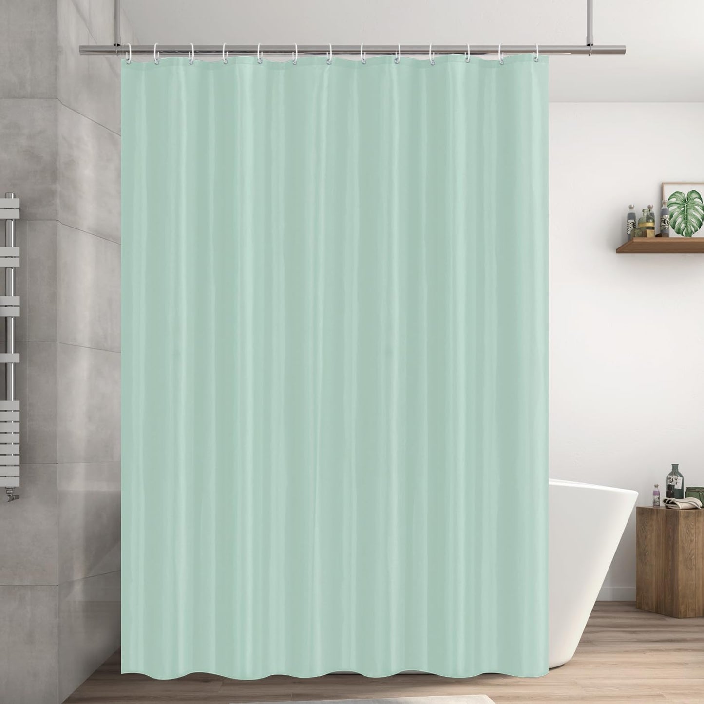 LUKDUNG 200 x 200 cm Polyester Textile Shower Curtain Anti-Mould for Bathroom, Curtain for Bathtub Shower Made of Fabric Waterproof Washable Shower