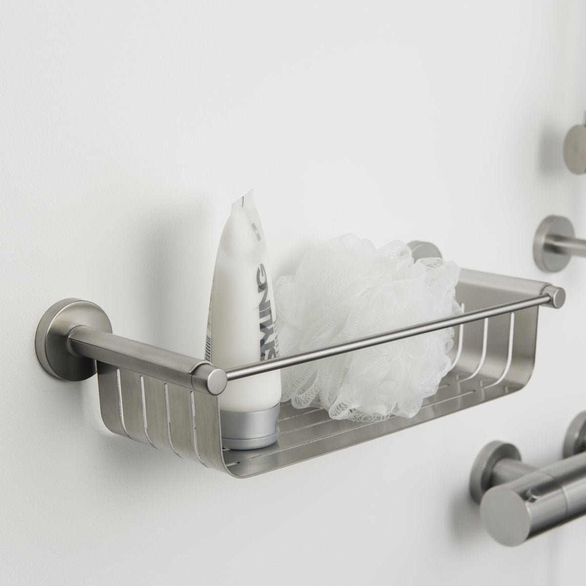 Tiger Boston Shower Basket Large, Stainless Steel Brushed, 36.5 x 9 x 13.7 cm