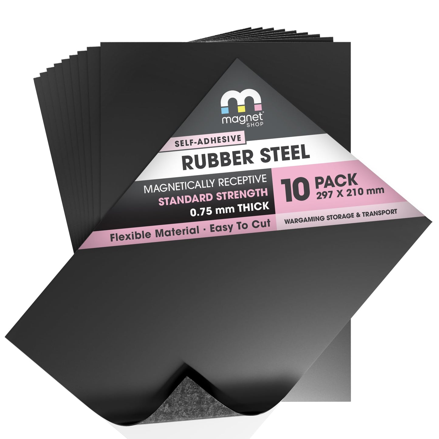 TMS Rubber Steel Sheets | Soft Metal Ferrous Sheet for Wargaming Miniature Transportation, Magnetic Display or Hobby Purposes | 10 Pack | 0.75mm thick