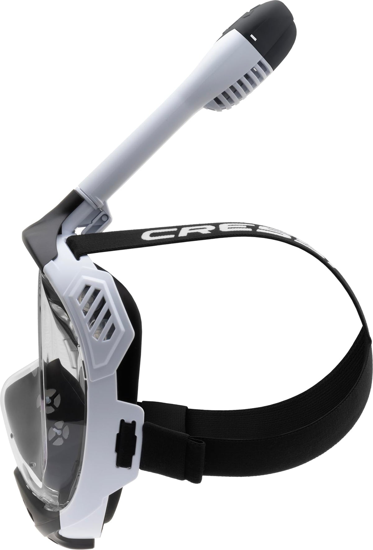 CRESSI Java Full Face Mask White/Black S/M-Unisex Full Face Snorkel Mask, Ultra Clear Anti Fog Lens, 100% Silicone, Snorkel Dry with Safety Valves,