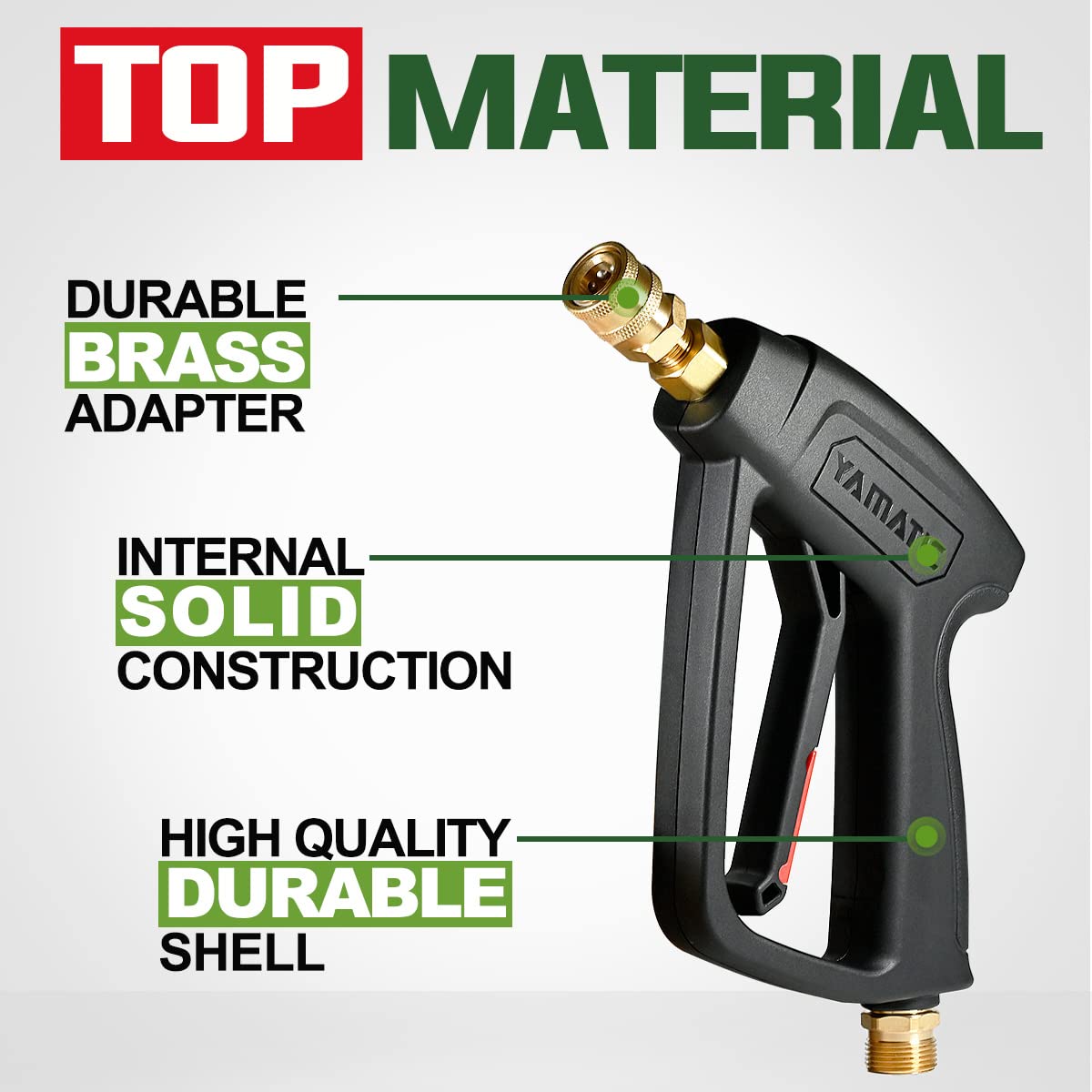 YAMATIC High Pressure Washer Short Gun with 5 Spray Nozzle Tips, Power Washer Spray Handle Replacement for Ryobi, Simpson, Craftsman, Greenworks, Troy