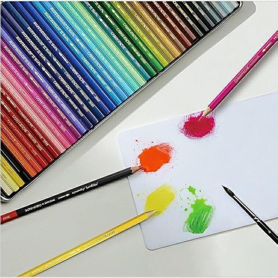Caran Dache Metal tin with 18 assorted colours