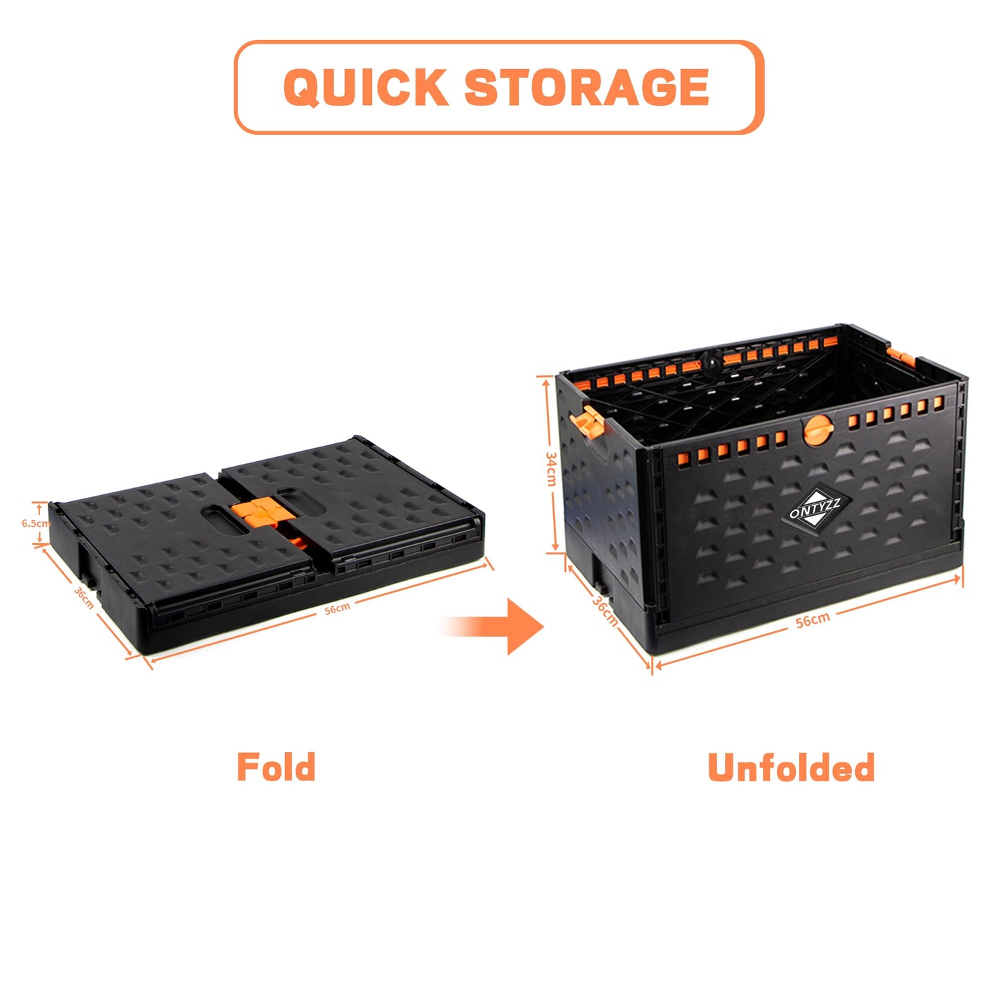 Foldable Crate Plastic Storage Box Basket Large Plastic Storage Bins 34 * 36 * 56CM Stackable Folding Box 60L Container Basket Collapsible Box for